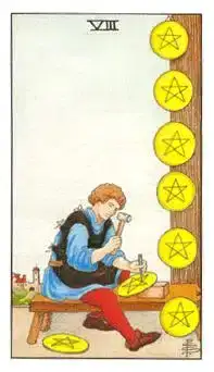 錢幣八 Eight of Pentacles 塔羅牌