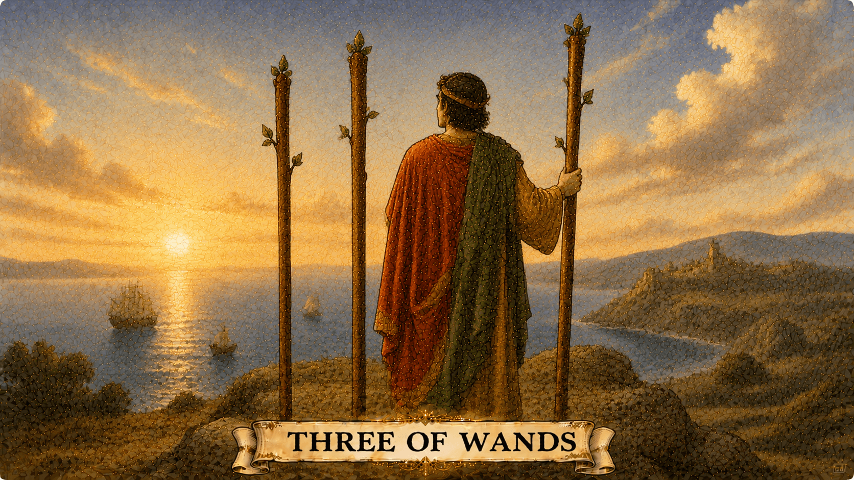 權杖三 Three of Wands