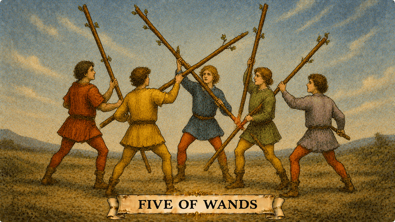 權杖五 Five of Wands